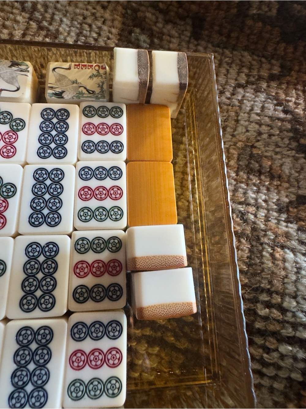Vintage Bamboo Mahjong Tile Set - Compact Home Games - Picture 6 of 8